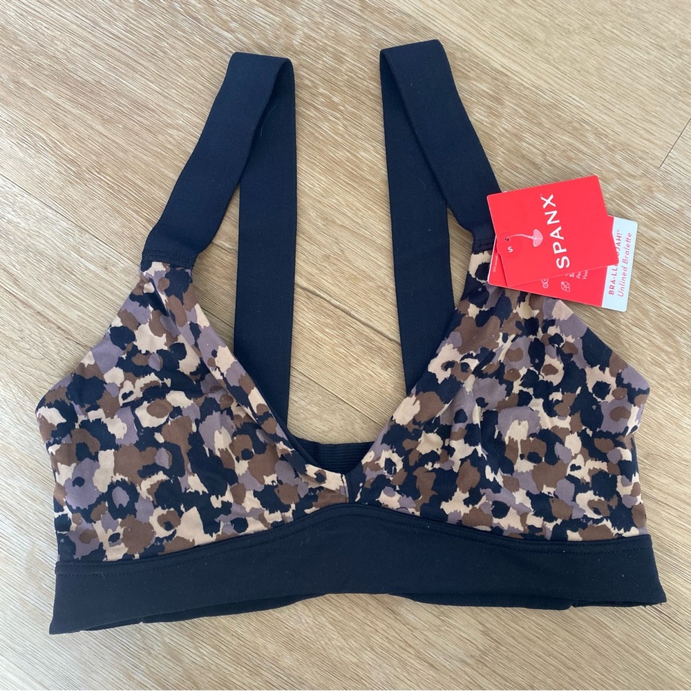 NWT - SPANX Leopard Print Bra - Black and Brown